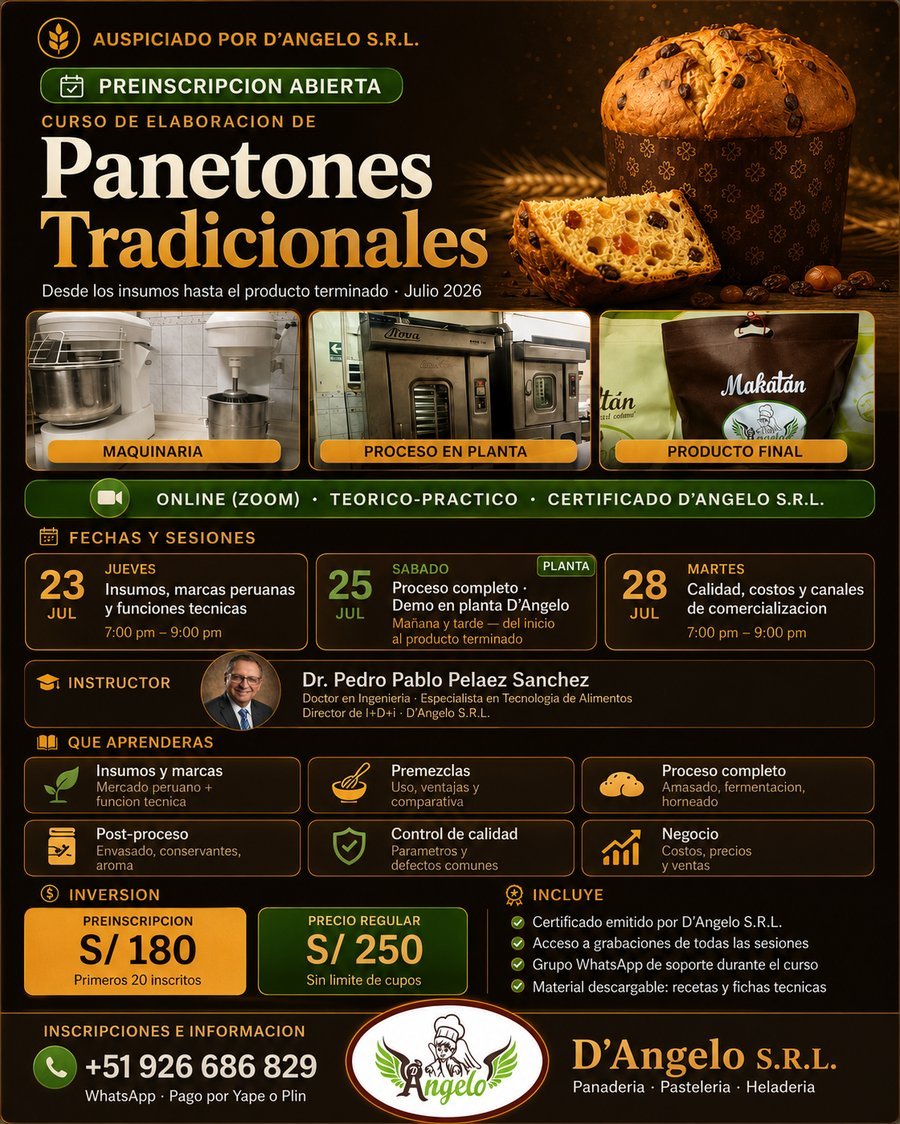 Flyer del Curso de Elaboración de Panetones Tradicionales — Julio 2026